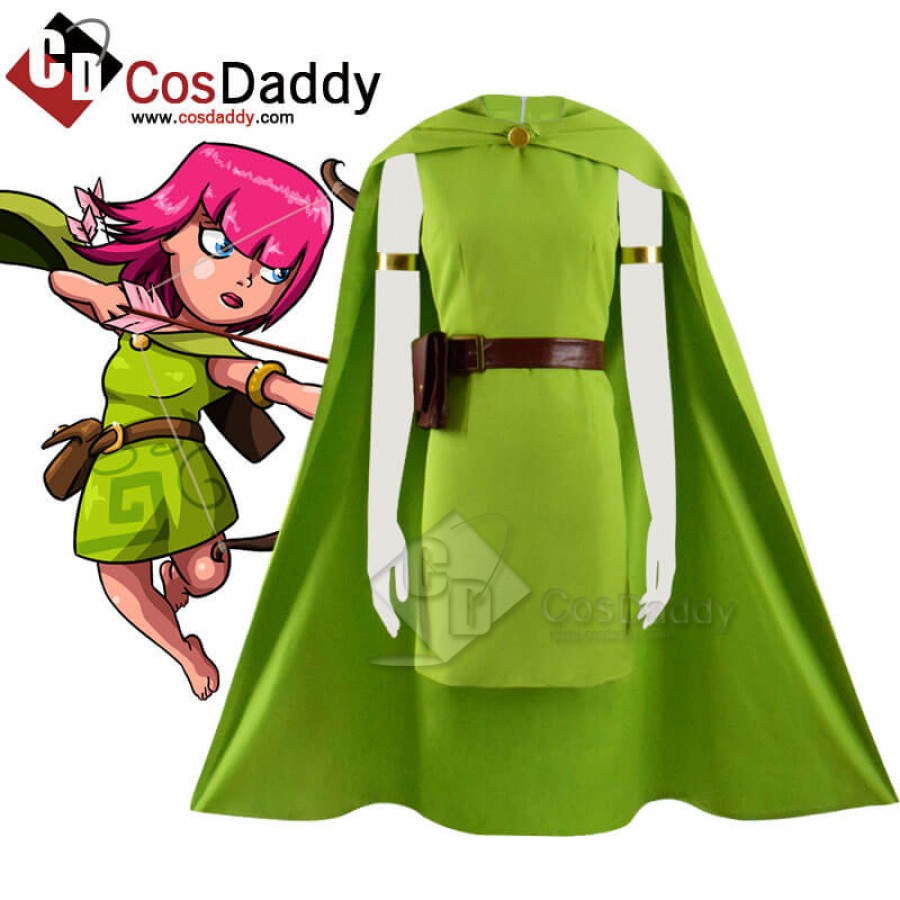 Archer Clash of Clans Cosplay Costumes Green Dress Full Set